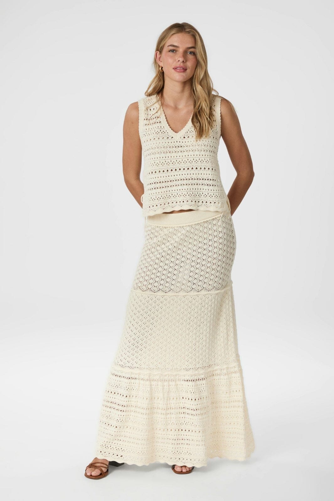 Neo Noir - Pillina Crochet Knit Skirt 165220 - 122 - Creme