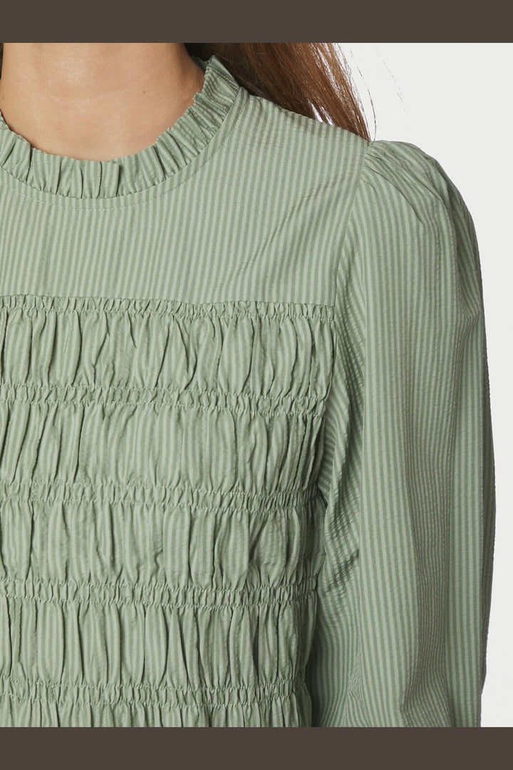 Neo Noir - Possa Stripe Blouse 167260 - 723 - Dusty Green