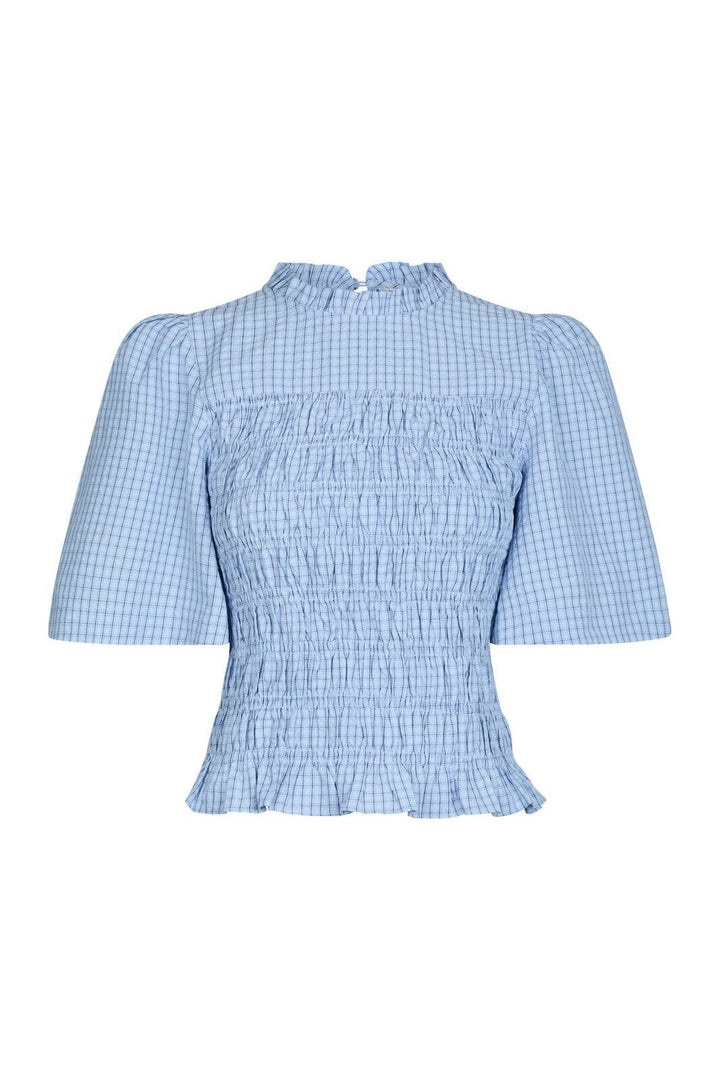 Neo Noir - Possini Check Smock Blouse 164800 - 145 - Light Blue