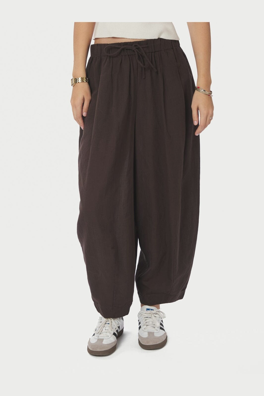 Neo Noir - Prina Linen Pants 167438 - 676 - Dark Brown