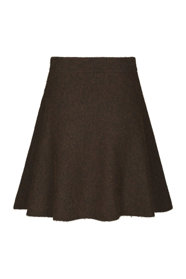 Neo Noir - Renata Fluffy Knit Skirt 168555 - 205 - Brown Melange