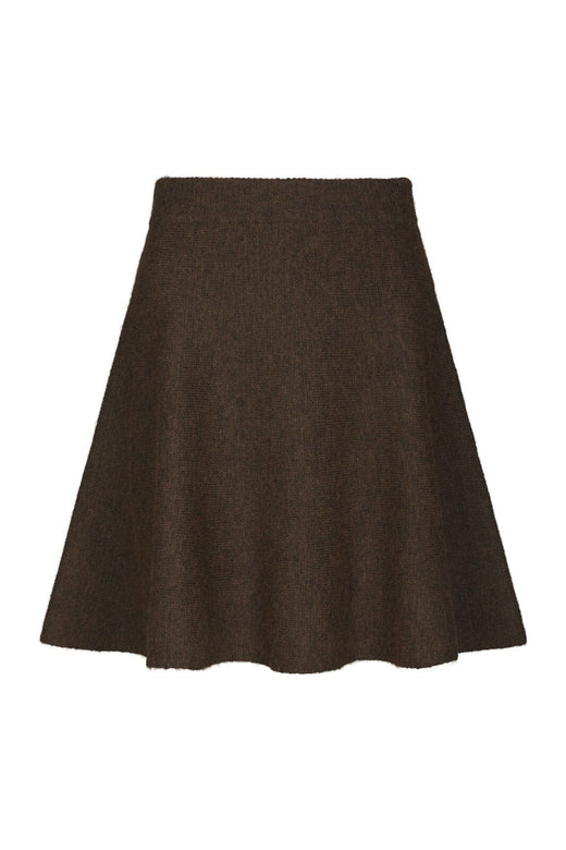 Neo Noir - Renata Fluffy Knit Skirt 168555 - 205 - Brown Melange