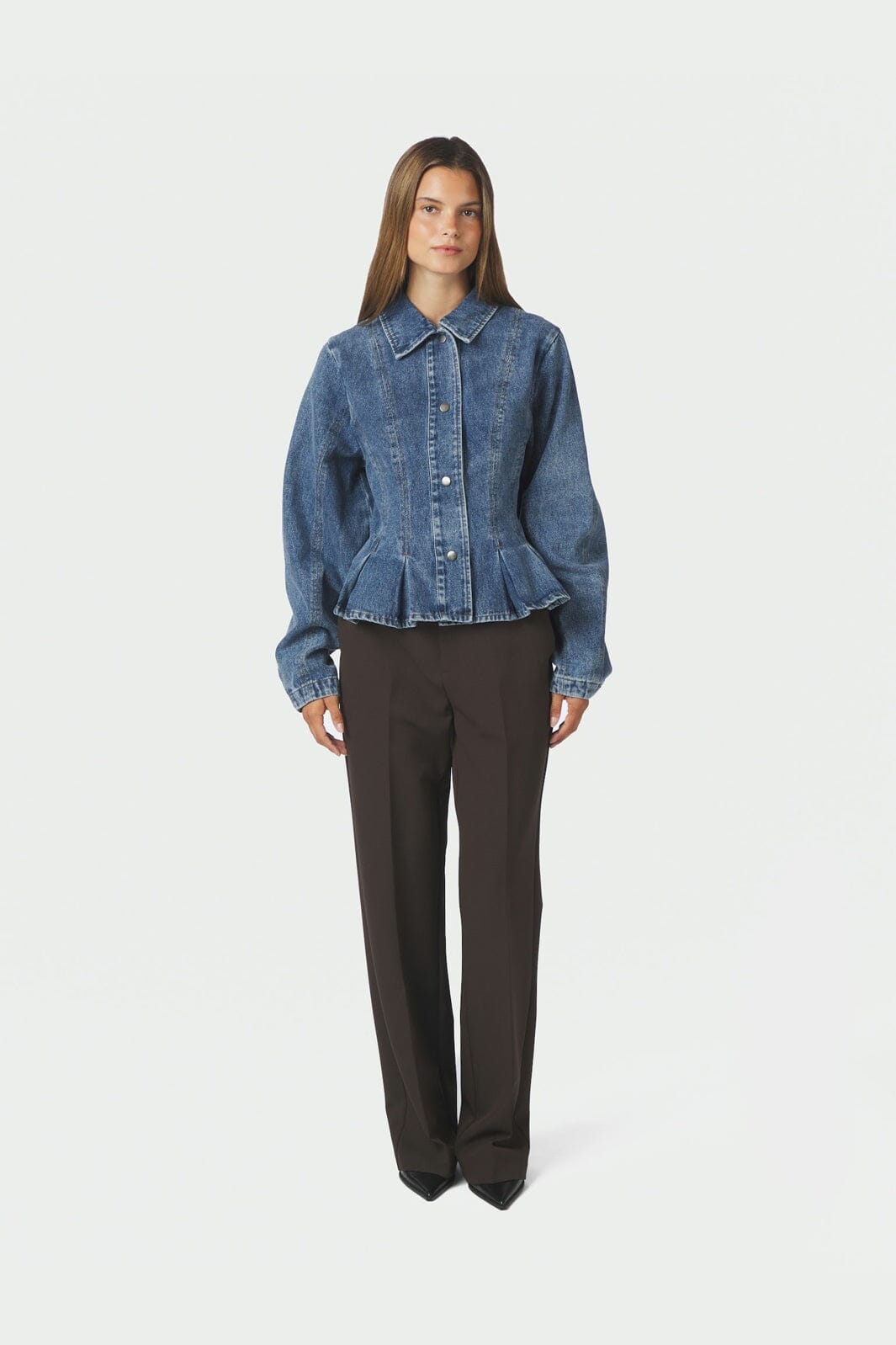 Neo Noir - Rivora Denim Peplum Jacket 169549 - 140 - Blue