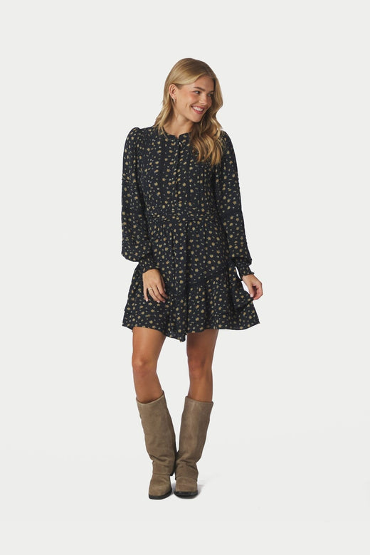 Neo Noir - Roberta Small Flower Dress 170527 - 100 - Black