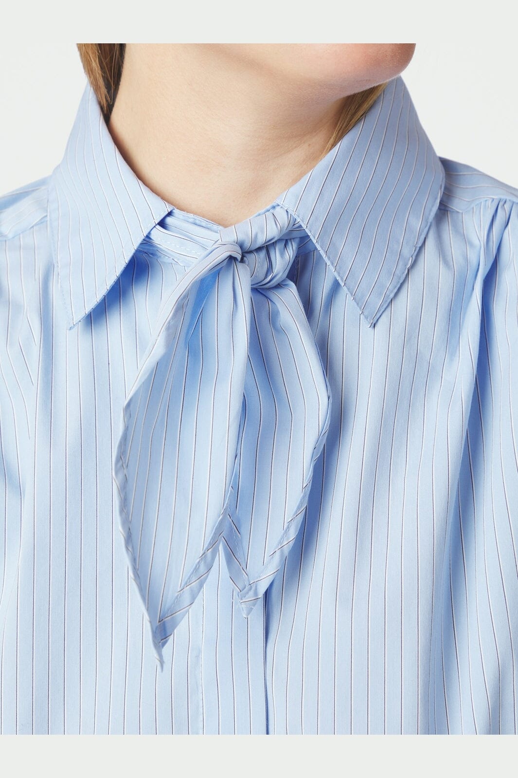 Neo Noir - Rochelle Scarf Fine Stripe Shirt 170095 - 145 - Light Blue