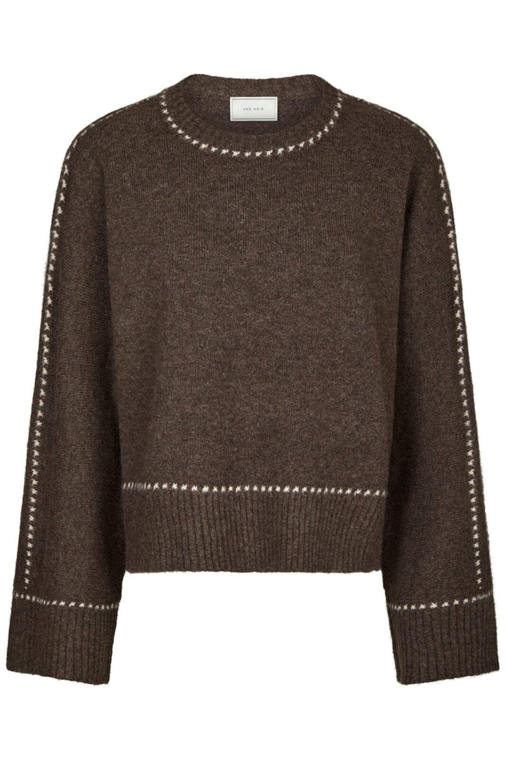 Neo Noir - Roeme Knit Stitch Blouse 164818 - 205 - Brown Melange