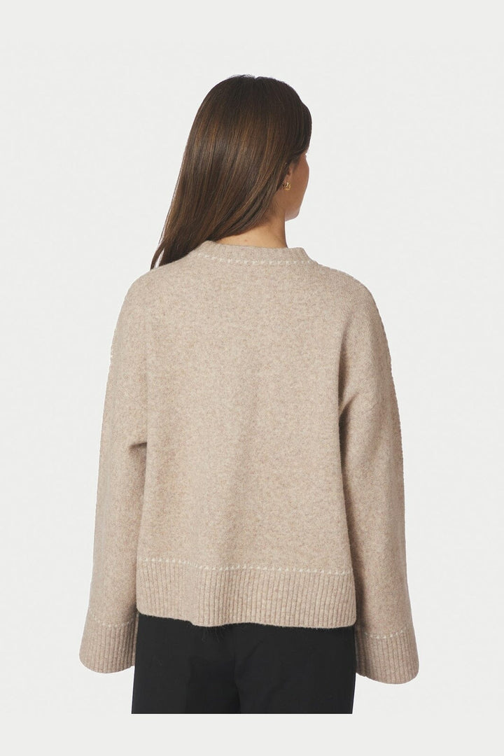 Neo Noir - Roeme Knit Stitch Blouse 164818 - 976 - Beige Melange