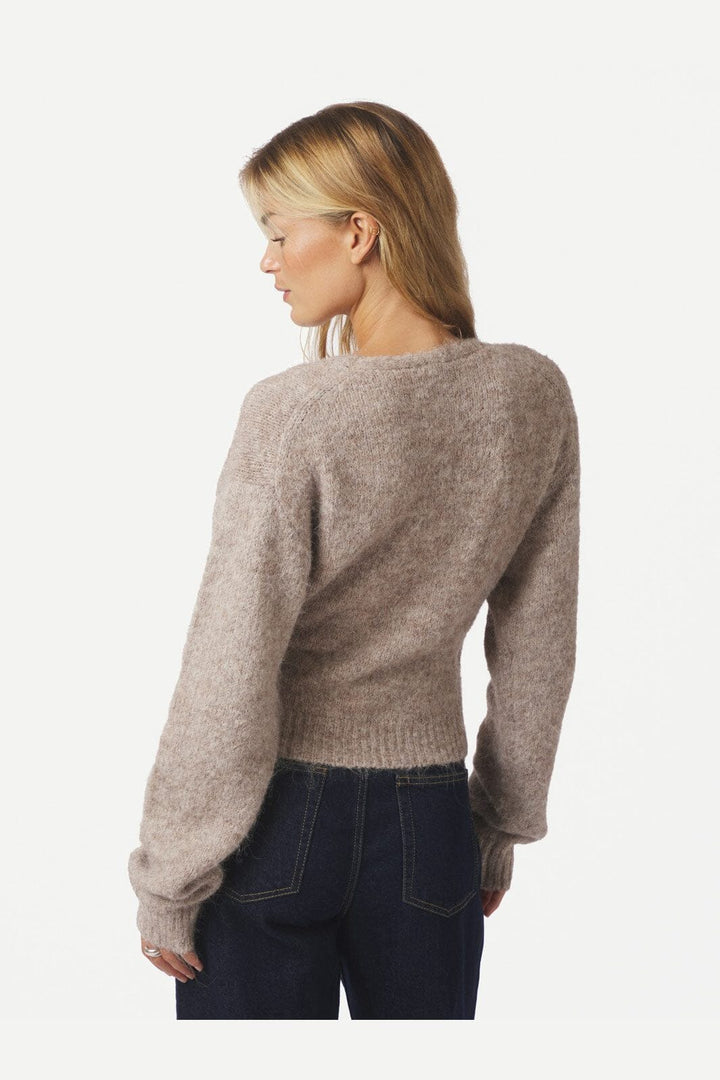 Neo Noir - Ronia Fluffy Wrap Knit Cardigan 166619 - 976 - Beige Melange
