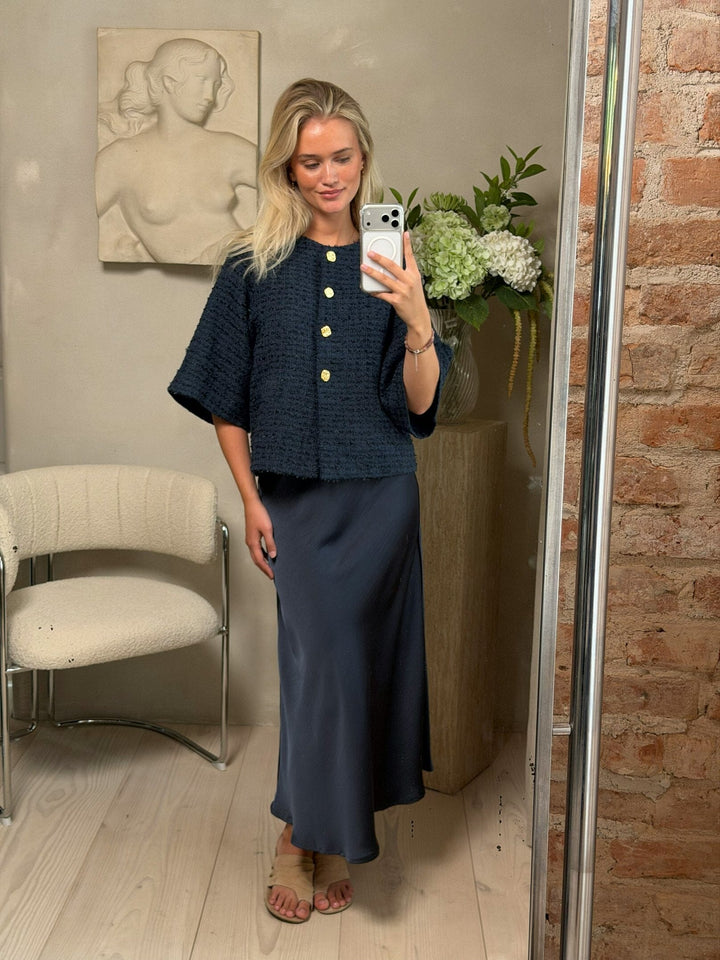 Neo Noir - Rosella Boucle Mini Jacket 166488 - 141 - Navy Jakker 