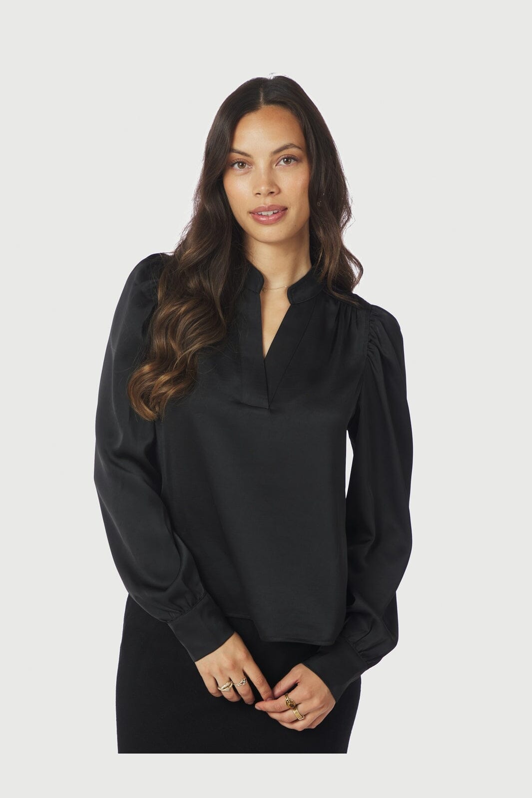 Neo Noir - Rosslyn Heavy Sateen Blouse 163769 - 100 - Black