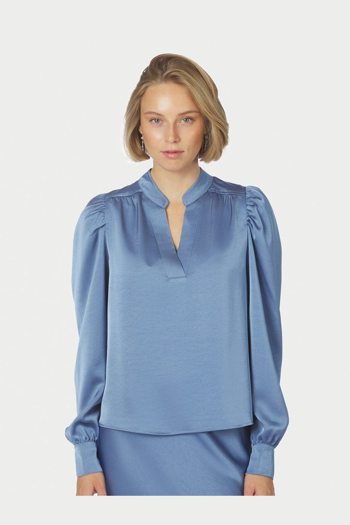 Neo Noir - Rosslyn Heavy Sateen Blouse 163769 - 407 - Smoke Blue