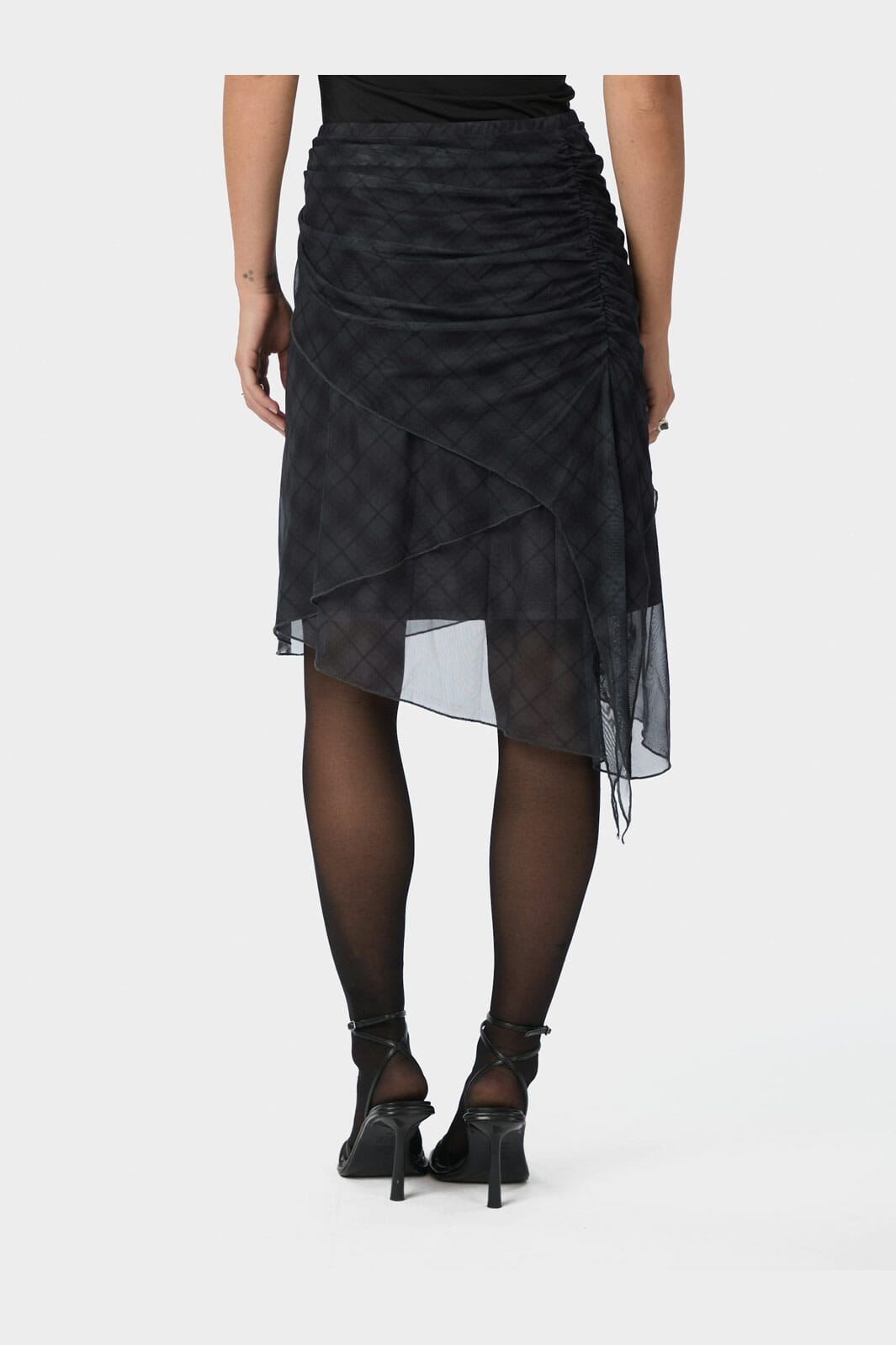 Neo Noir - Saffron Check Mesh Skirt 167206 - 104 - Dark Grey
