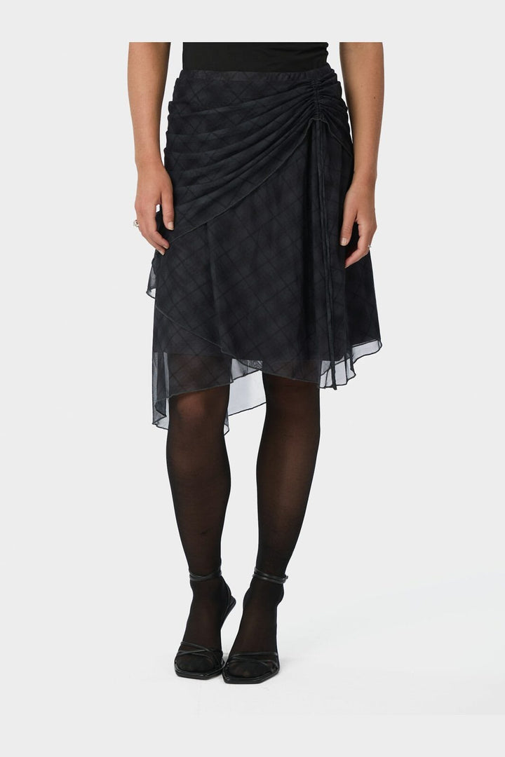 Neo Noir - Saffron Check Mesh Skirt 167206 - 104 - Dark Grey