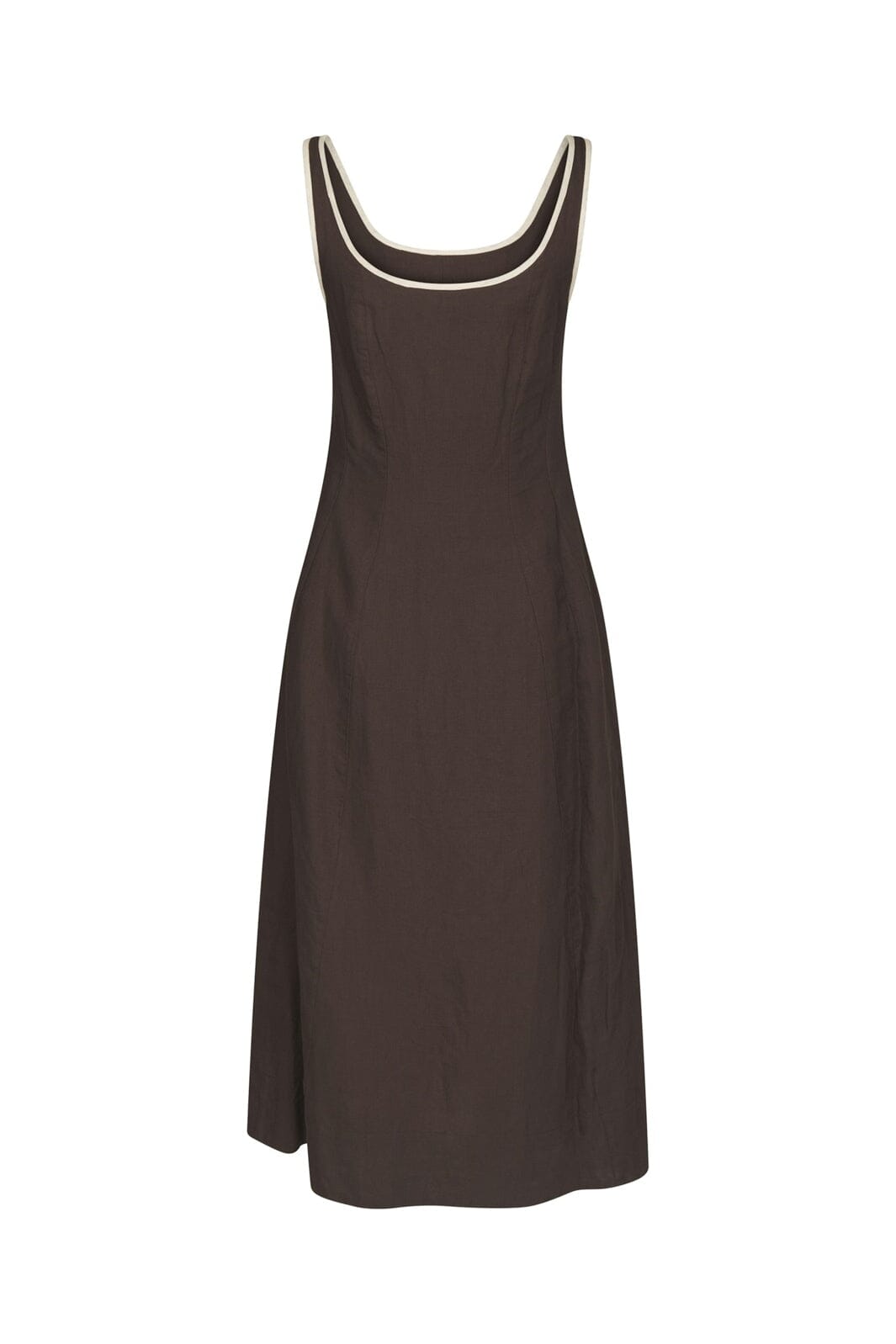 Neo Noir - Safinan Linen Contrast Dress 168961 - 676 - Dark Brown
