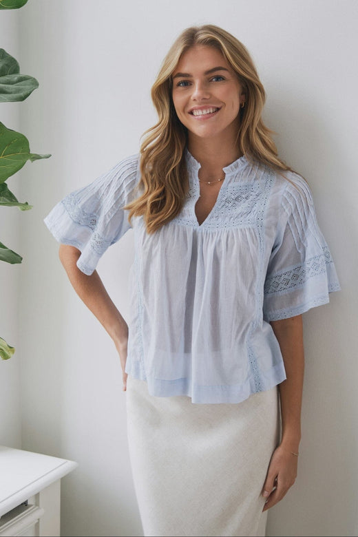 Neo Noir - Siama S Voile Blouse 164703 - 145 - Light Blue Bluser 