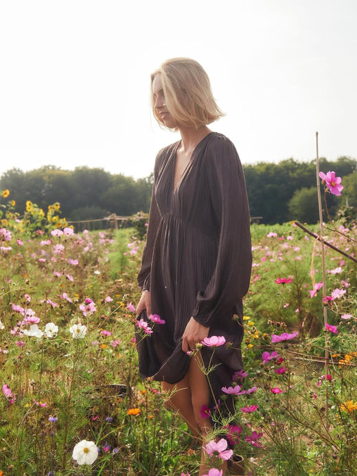 Neo Noir - Silfi Crepe Dress 166670 - 676 - Dark Brown Kjoler 