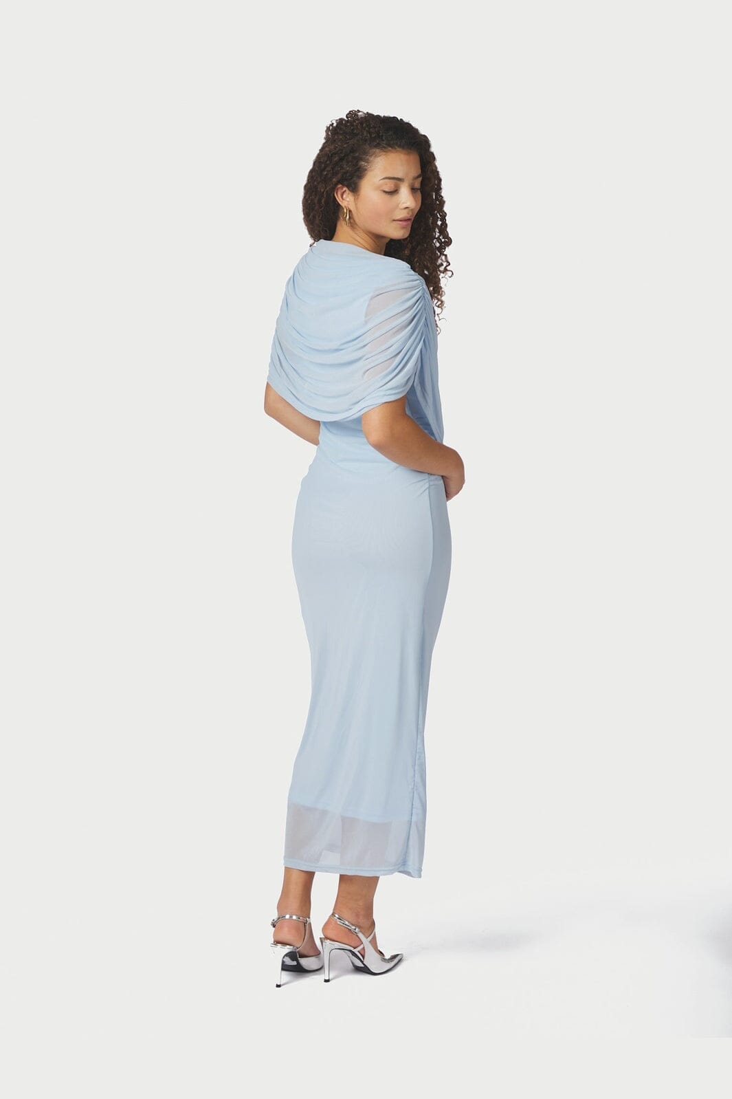 Neo Noir - Tottuna Long Drapy Mesh Dress 168451 - 145 - Light Blue