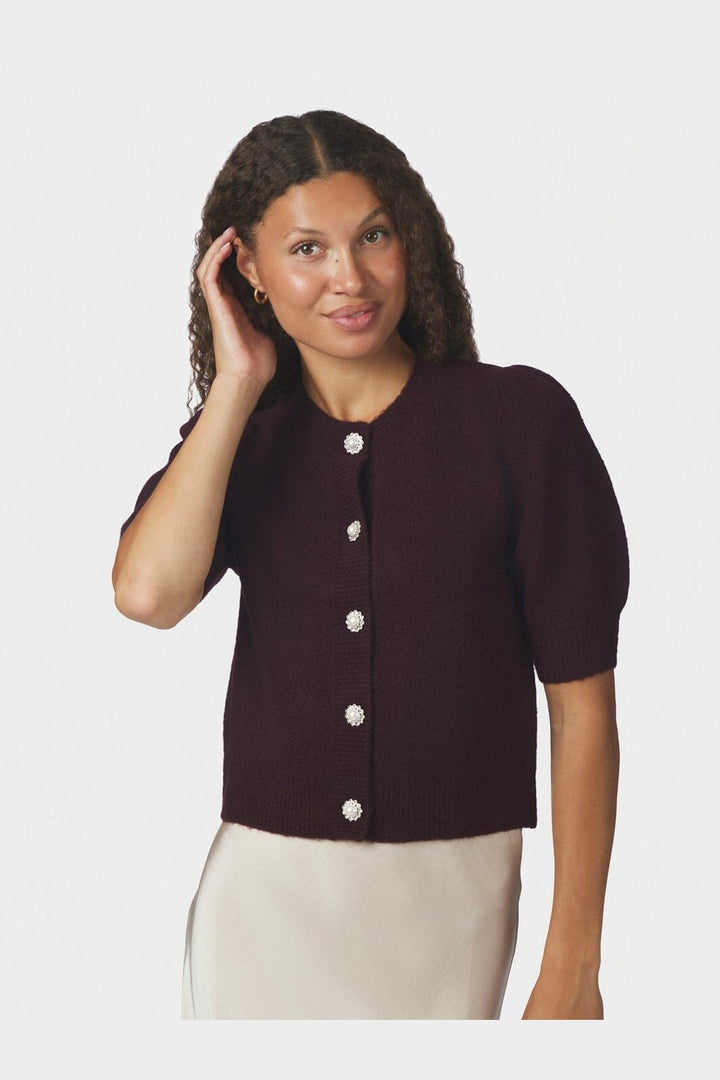 Neo Noir - Trudy Pearl Deco Knit Cardigan 167472 - 682 - Wine