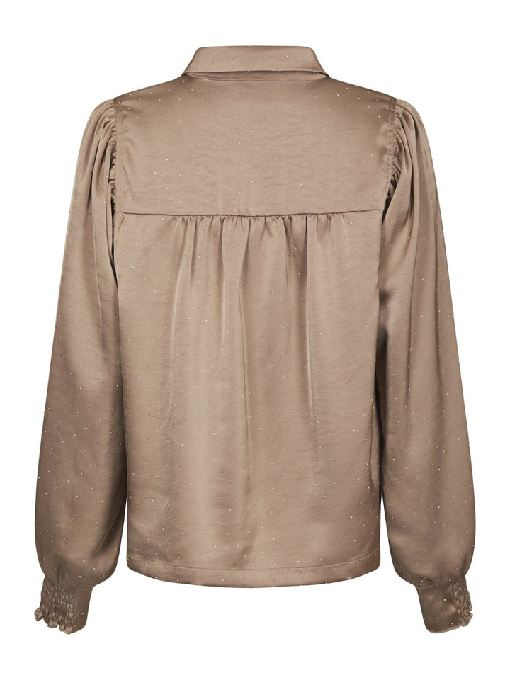 Neo Noir - Vacca Heavy Sateen Bedazz Shirt 167497 - 811 - Dark Taupe Skjorter 