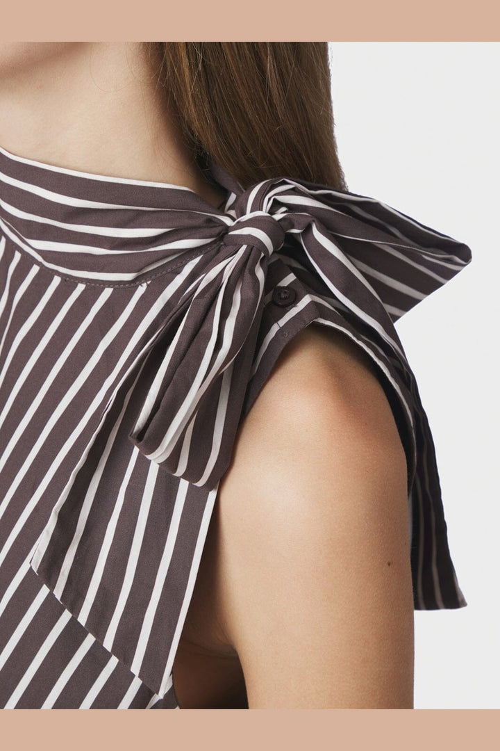 Neo Noir - Veda Wide Stripe Top 169761 - 676 - Dark Brown
