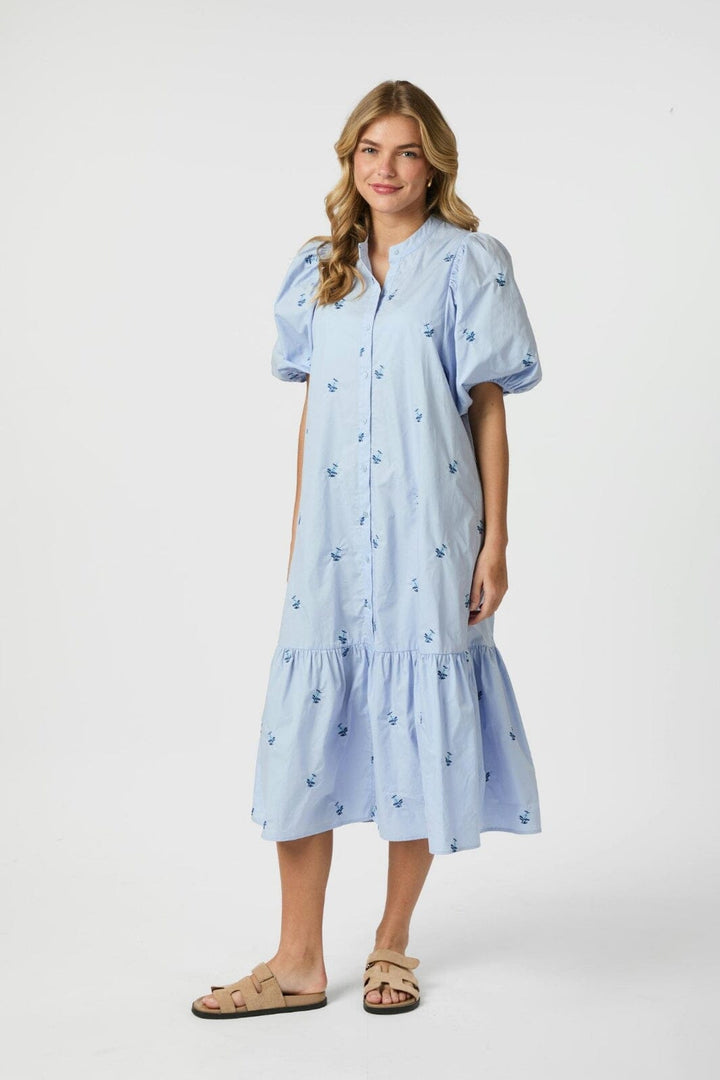 Neo Noir - Veronica Embroidery Dress 165573 - 145 - Light Blue