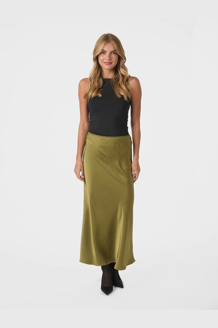 Neo Noir - Vicky Heavy Sateen Skirt 159588 - 340 - Sage Green
