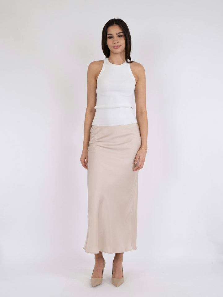 Neo Noir - Vicky Heavy Sateen Skirt - Champagne