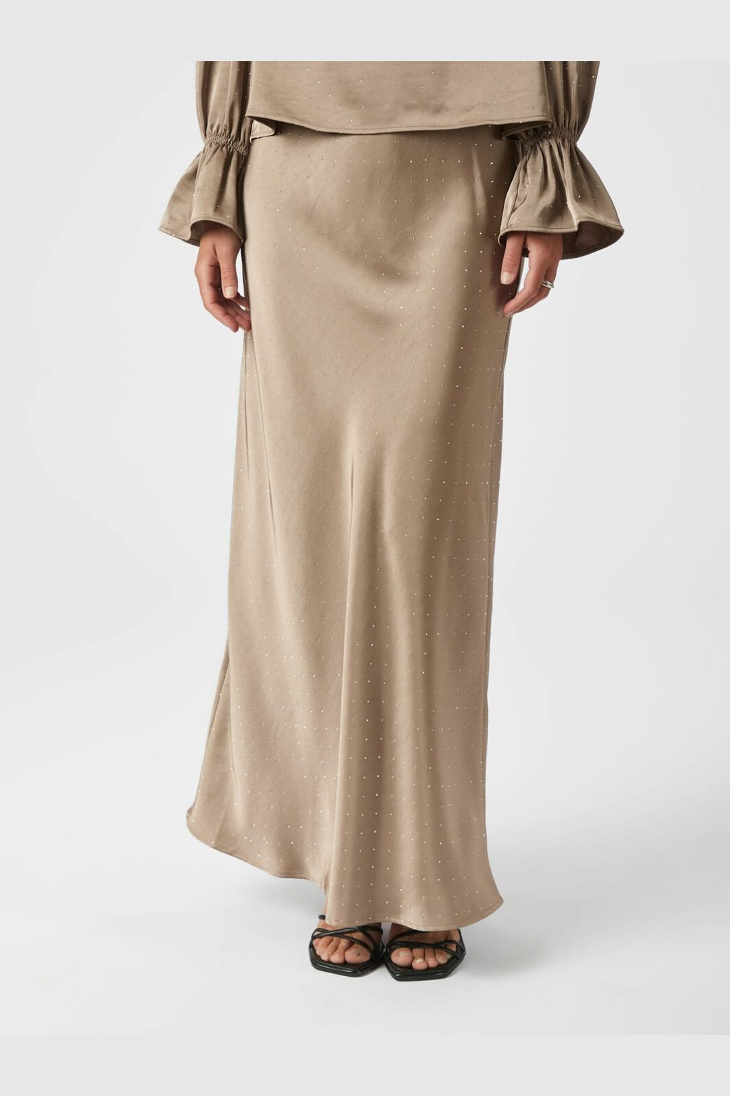 Neo Noir - Viso Heavy Sateen Bedaz Skirt 166890 - 811 - Dark Taupe