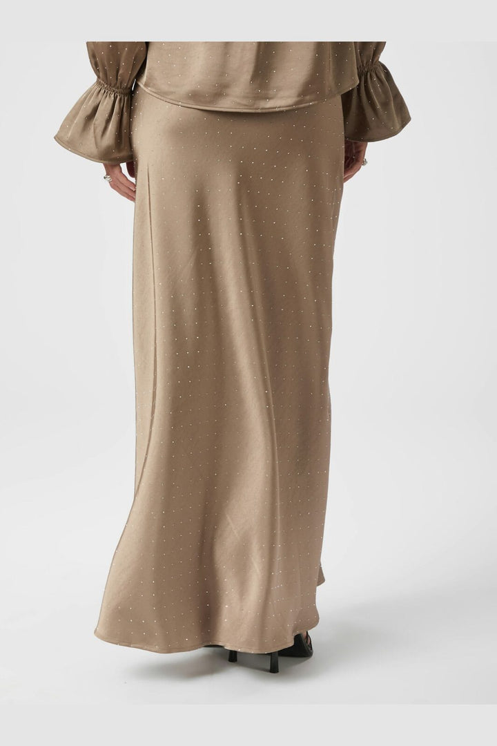 Neo Noir - Viso Heavy Sateen Bedaz Skirt 166890 - 811 - Dark Taupe