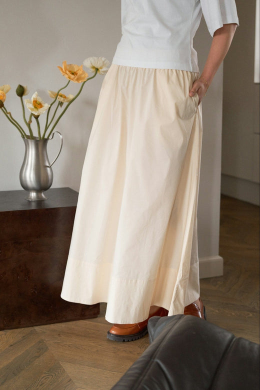 Neo Noir - Yara Long Poplin Skirt 163076 - 416 - Butter Yellow Nederdele 