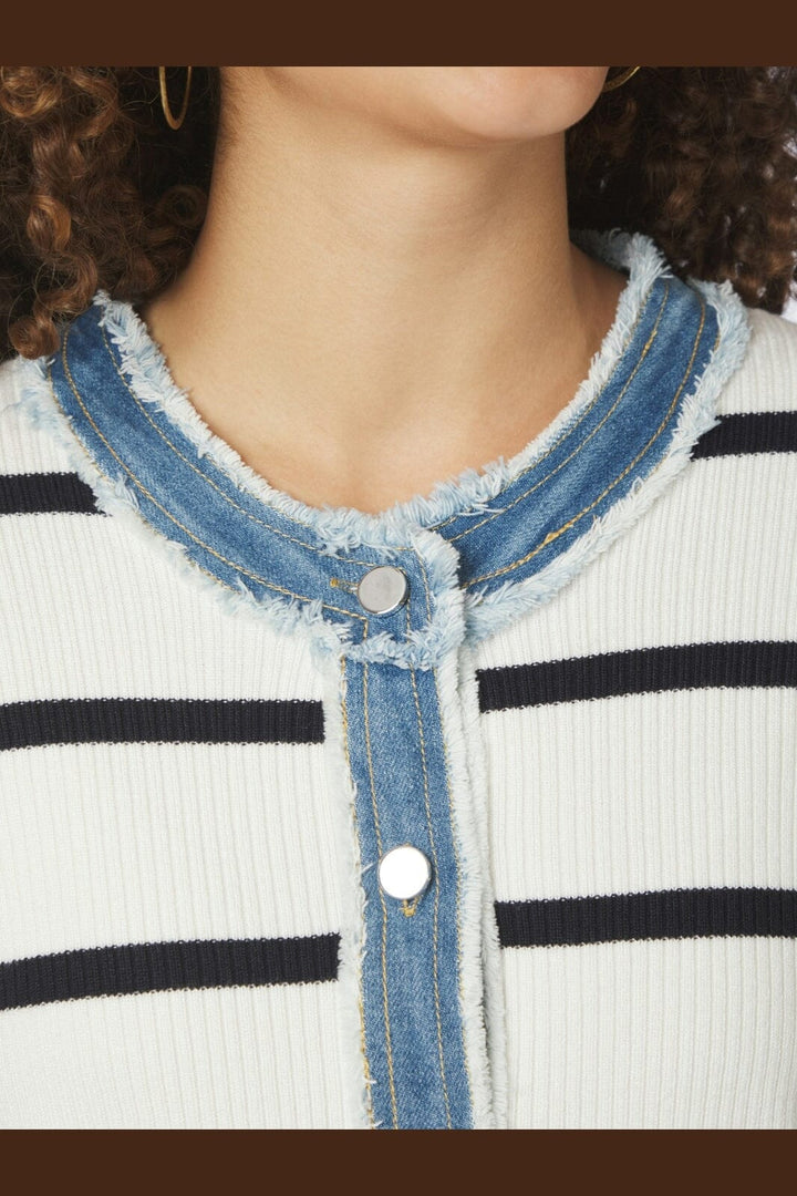 Neo Noir - Zelma Stripe Denim Cardigan 169309 - 121 - Off White