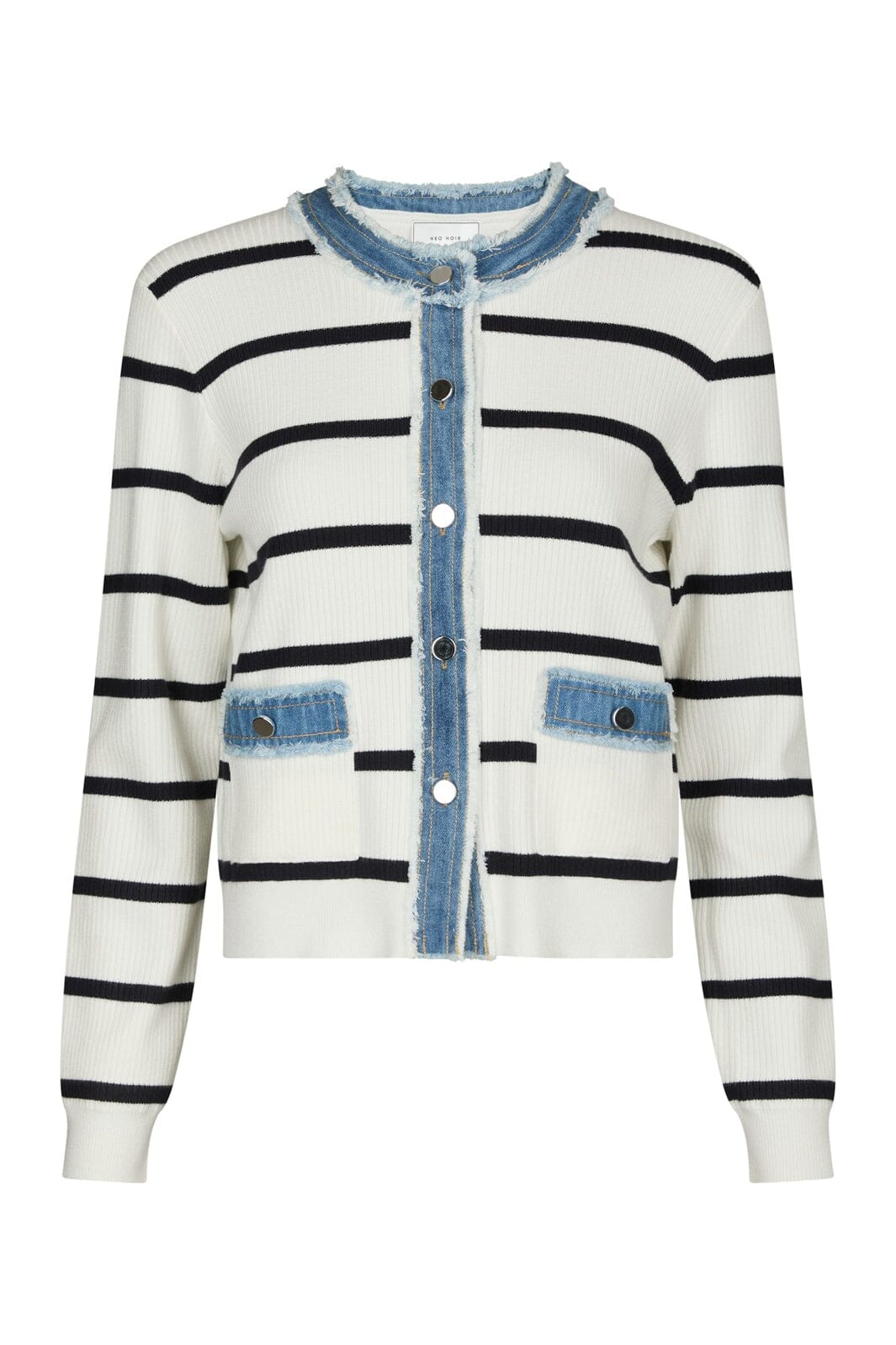 Neo Noir - Zelma Stripe Denim Cardigan 169309 - 121 - Off White
