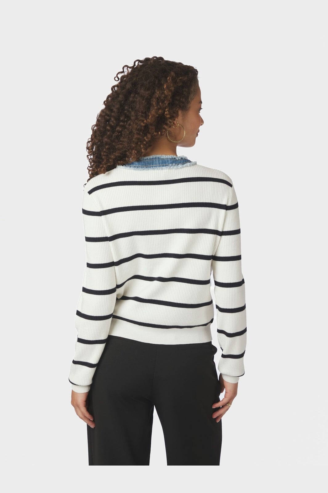 Neo Noir - Zelma Stripe Denim Cardigan 169309 - 121 - Off White