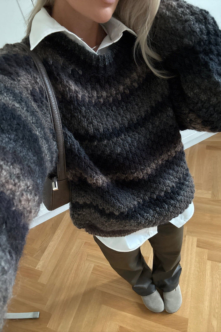 Noella - Gio Knit Sweater 12165005 - 1415 - Brown Grey Mix Strikbluser 