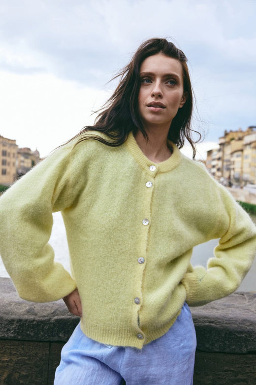 Noella - Kae Knit Cardigan 12940084 - 260 - Light Yellow Cardigans 