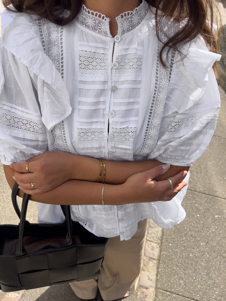 Noella - Keshondra Blouse - 1249 White Bluser 