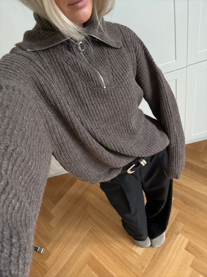 Noella - Lesia Knit 14460001 - 1406 - Timber Wolf Melange Strikbluser 