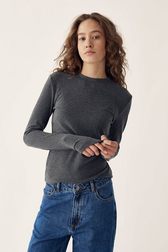 Noella - Lidie Ls Top 14090001 - 019 - Dark Grey Melange Bluser 