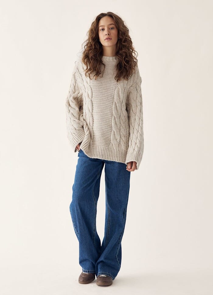 Noella - Lisbeth Knit 14380001 - 025 - Oatmeal Strikbluser 