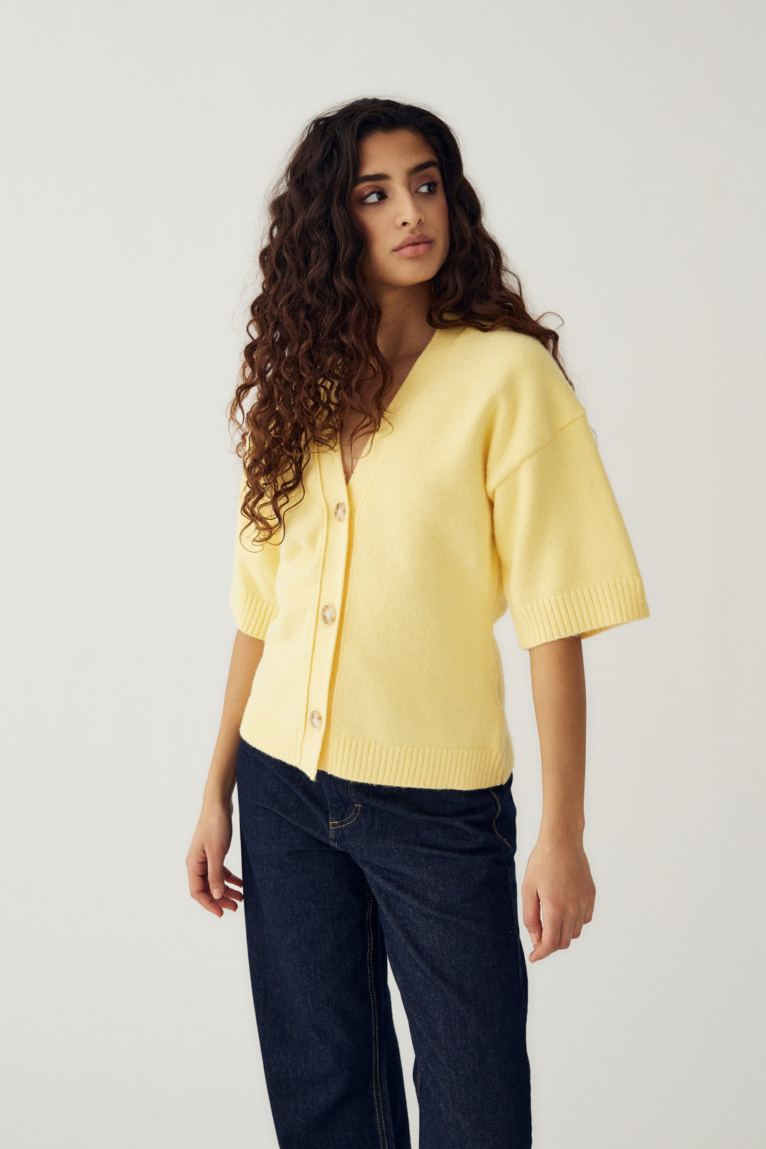 Noella - N-Lenyx Ss Knit 13770003 - 1417 - Butter Yellow Cardigans 