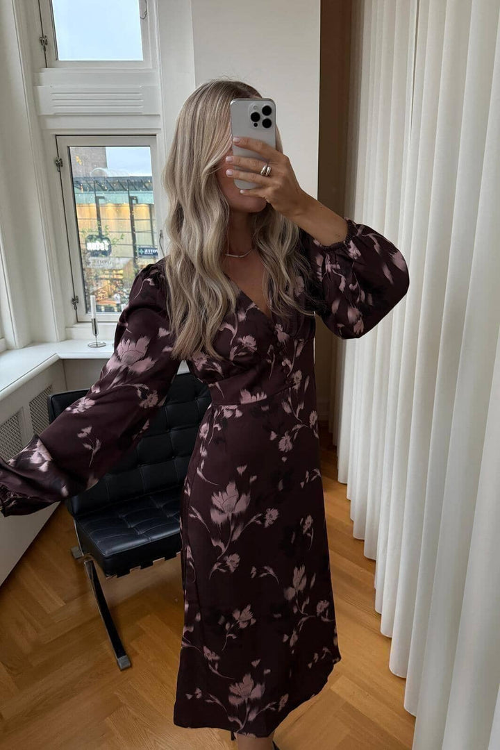 Noella - N-Lilith Dress 15910001 - 1473 - Dena Burgundy Print Kjoler 