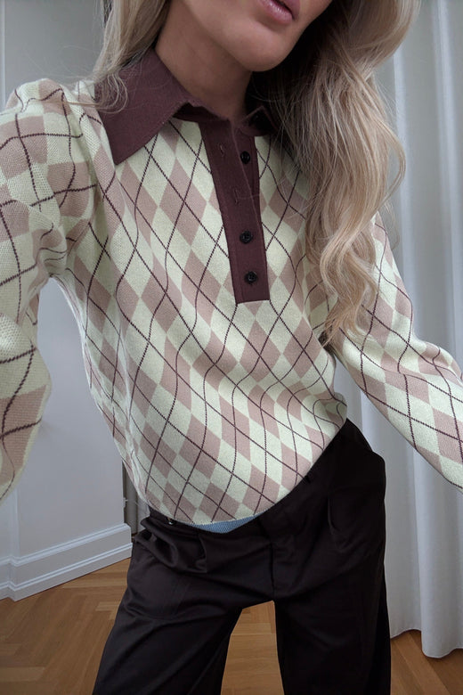 Noella - N-Makayla Knit 15030001 - 1431 - Diya Yellow Check Strikbluser 