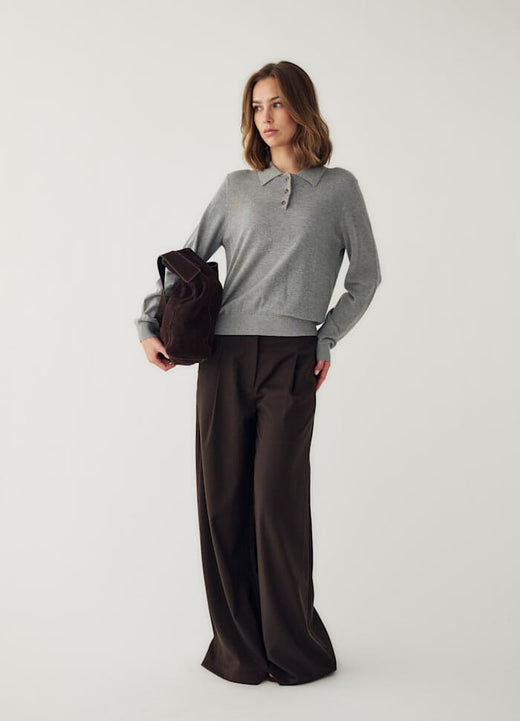 Noella - N-Maxine Knit 14990001 - 972 - Medium Grey Mel. Strikbluser 