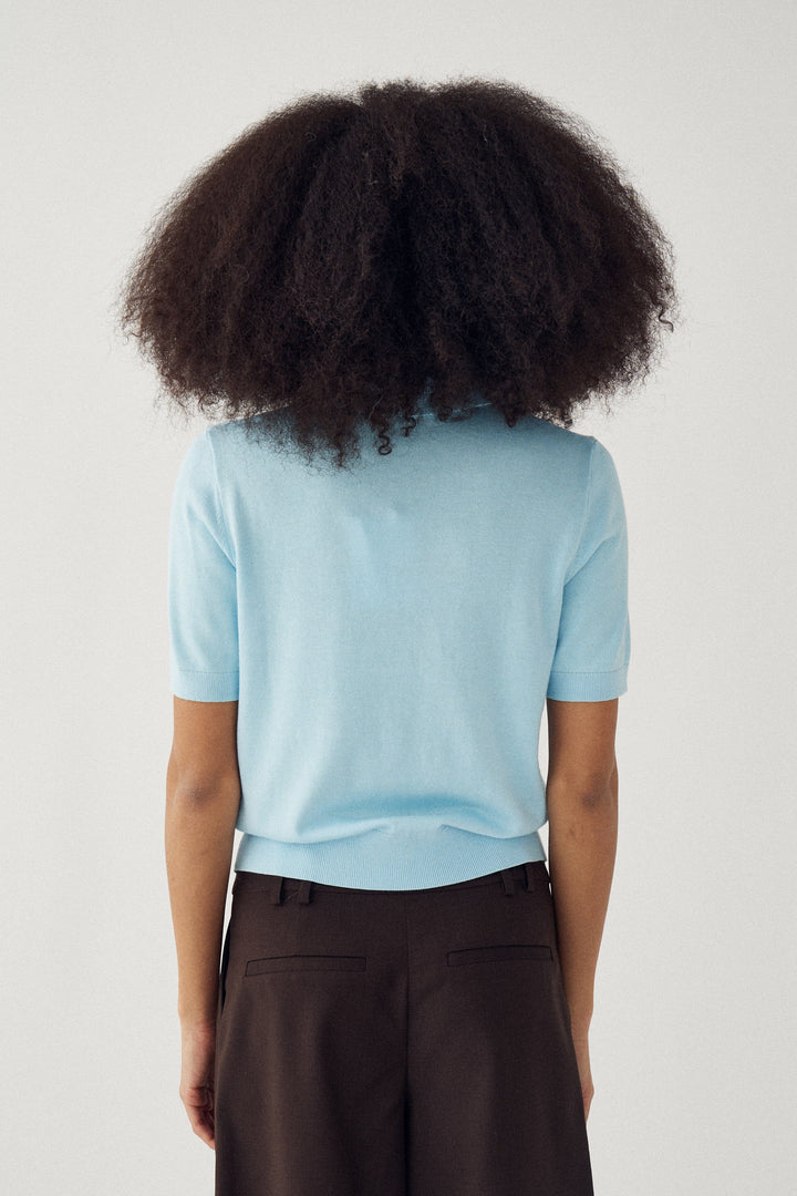 Noella - N-Maxine Ss Knit 14990003 - 975 - Air Blue Strikbluser 