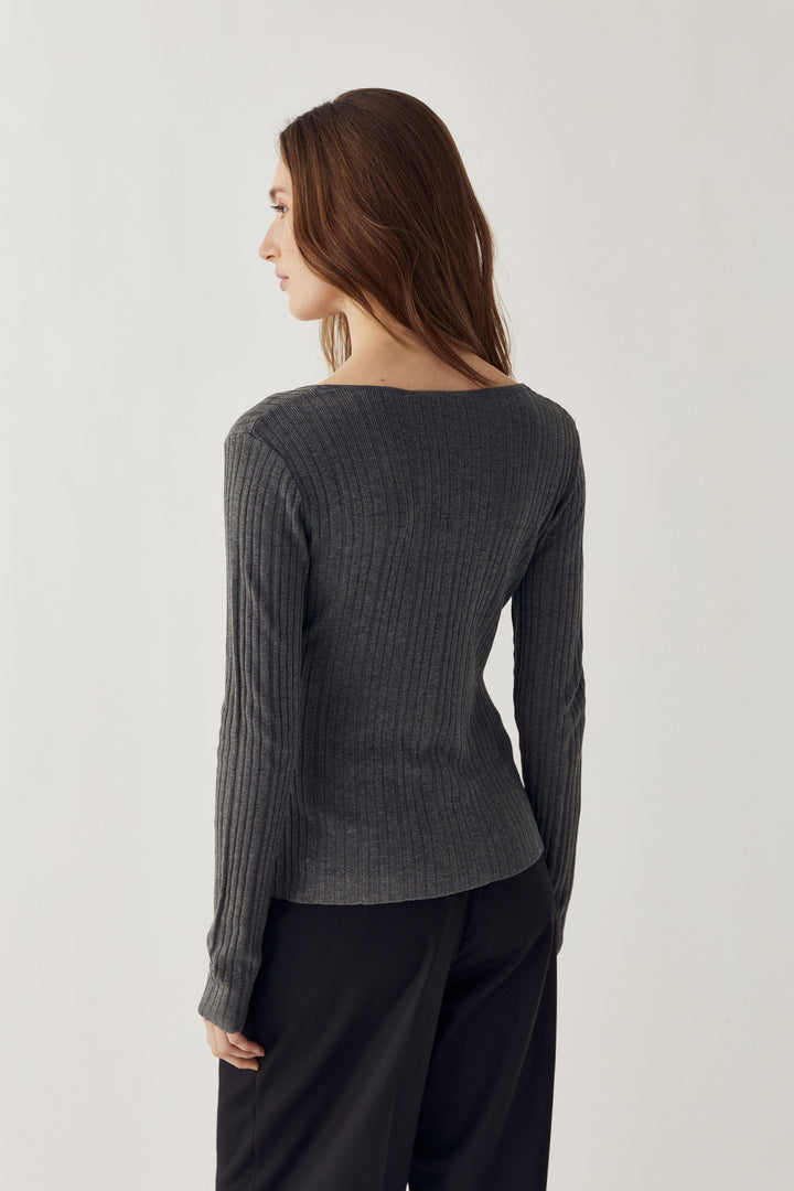 Noella - N-Melvie Top 16520001 - 1495 - Medium Grey Melange T-shirts 