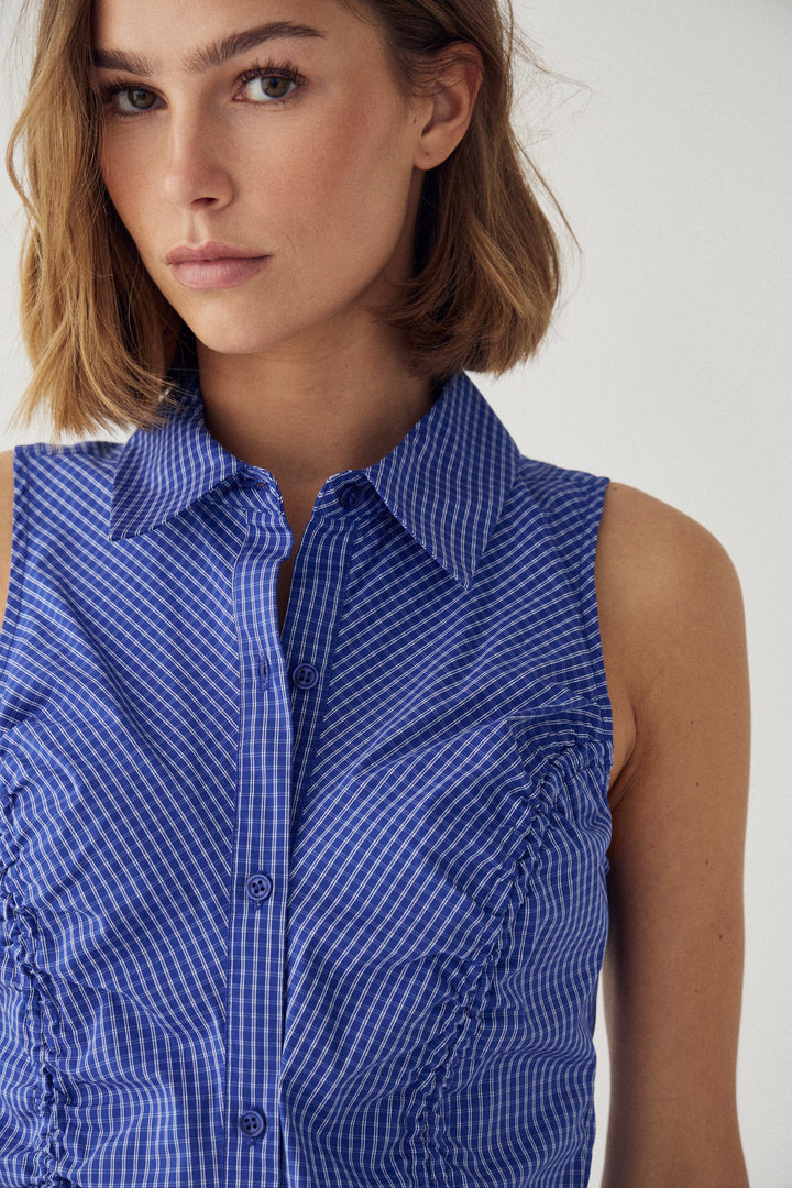 Noella - N-Micaiah Blouse 15590001 - 1458 - Davy Blue Check Bluser 