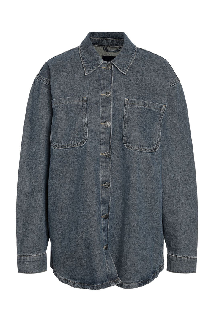 Noisy May - Nmalva L/S Tinted Washed Shirt Az449Mb - 4844470 Dark Blue Denim