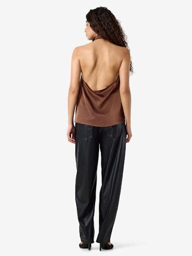 Noisy May - Nmbrisa Highneck Satin Top Tnt/17 - 5142877 Chocolate Brown Toppe 