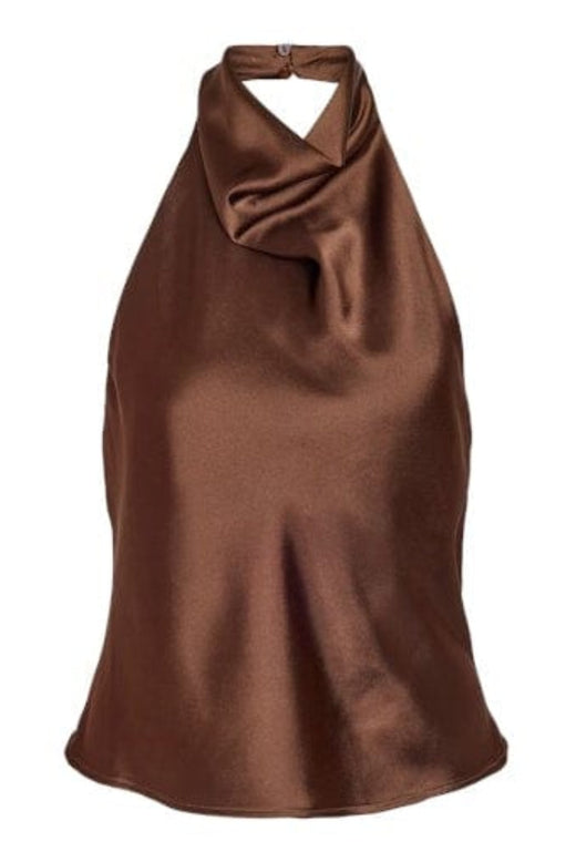 Noisy May - Nmbrisa Highneck Satin Top Tnt/17 - 5142877 Chocolate Brown Toppe 