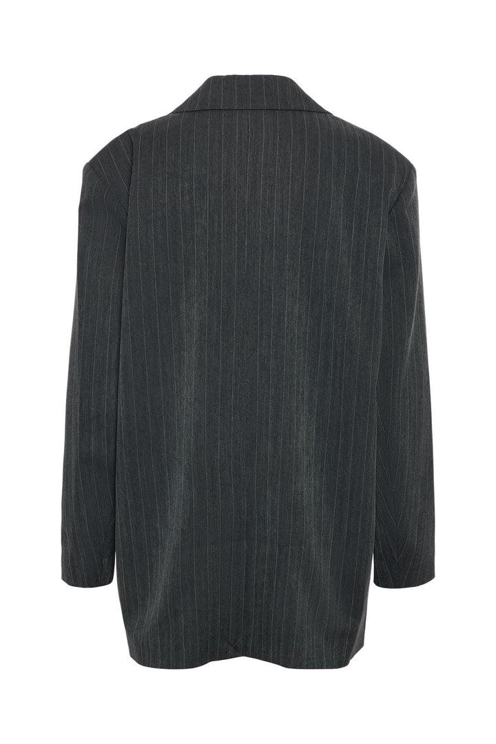 Noisy May - Nmcelia L/S Oversize Pinstripe Blazer Fw - 4977588 Dark Grey Melange Pinstripe